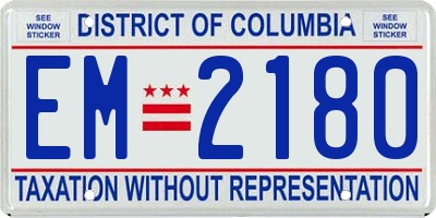 DC license plate EM2180