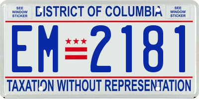 DC license plate EM2181