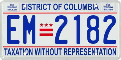 DC license plate EM2182