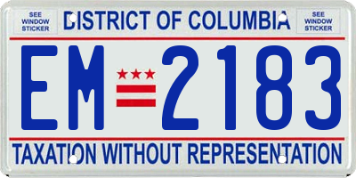 DC license plate EM2183