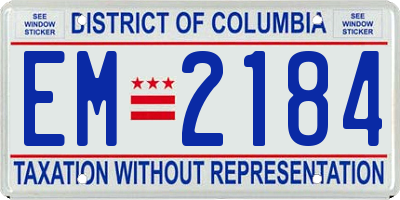 DC license plate EM2184