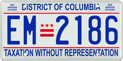 DC license plate EM2186