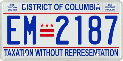 DC license plate EM2187