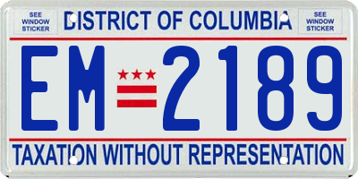 DC license plate EM2189