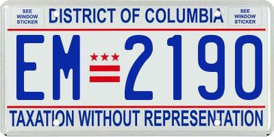 DC license plate EM2190