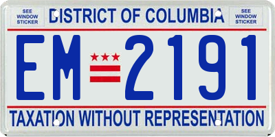 DC license plate EM2191