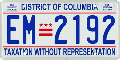 DC license plate EM2192
