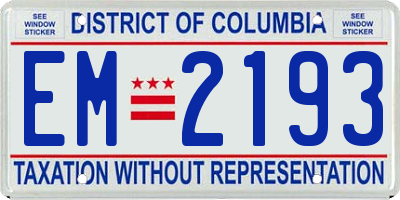 DC license plate EM2193