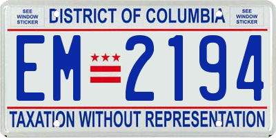 DC license plate EM2194
