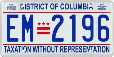 DC license plate EM2196
