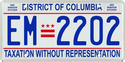 DC license plate EM2202