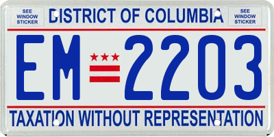 DC license plate EM2203