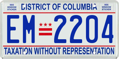 DC license plate EM2204