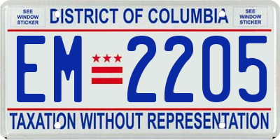 DC license plate EM2205