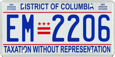 DC license plate EM2206
