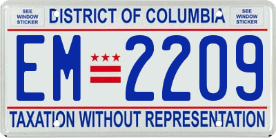 DC license plate EM2209