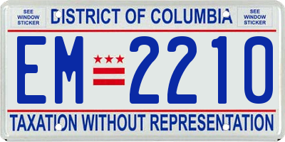 DC license plate EM2210