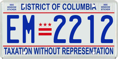 DC license plate EM2212