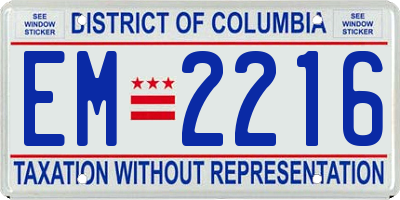 DC license plate EM2216