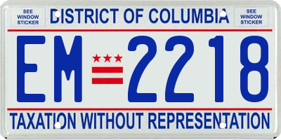 DC license plate EM2218