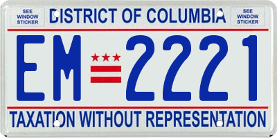DC license plate EM2221