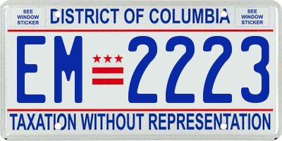 DC license plate EM2223