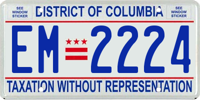 DC license plate EM2224