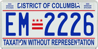 DC license plate EM2226