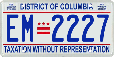 DC license plate EM2227