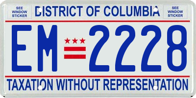 DC license plate EM2228