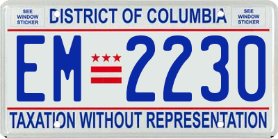 DC license plate EM2230