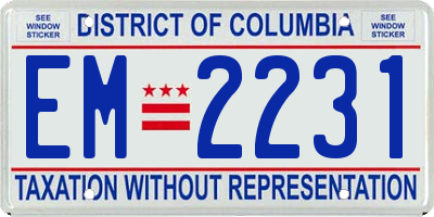 DC license plate EM2231