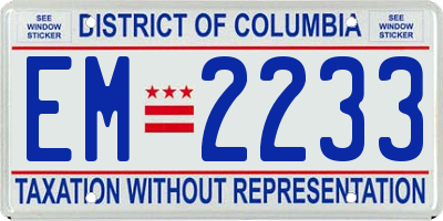 DC license plate EM2233