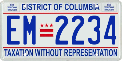 DC license plate EM2234