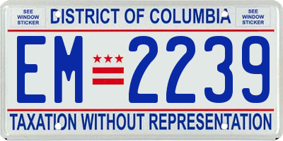 DC license plate EM2239