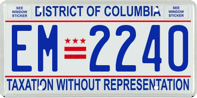 DC license plate EM2240