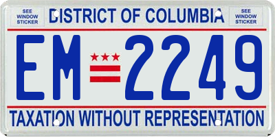 DC license plate EM2249
