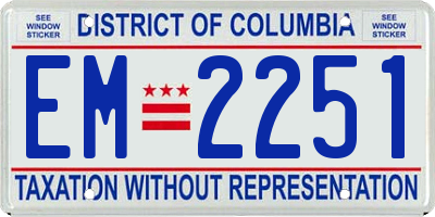 DC license plate EM2251