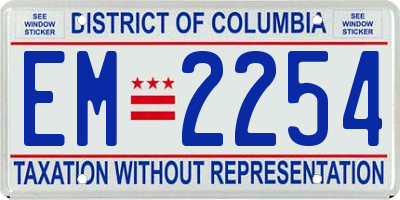 DC license plate EM2254