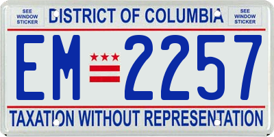 DC license plate EM2257