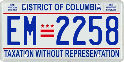 DC license plate EM2258