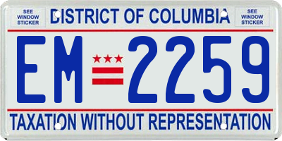 DC license plate EM2259