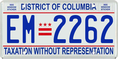 DC license plate EM2262