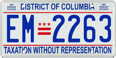 DC license plate EM2263