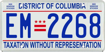 DC license plate EM2268