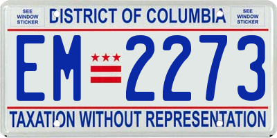 DC license plate EM2273