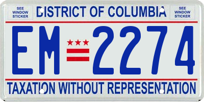 DC license plate EM2274