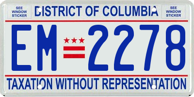 DC license plate EM2278
