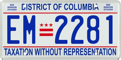 DC license plate EM2281