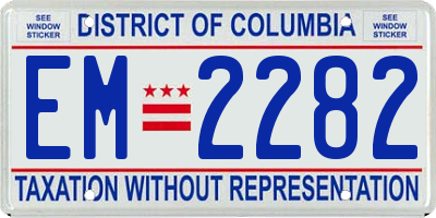 DC license plate EM2282